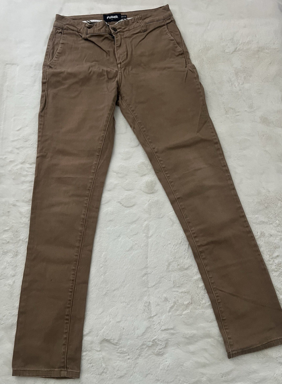 RSQ Mens 28x32 Slim Fit Chino Pants Brown Stretch Casual Straight Leg Khaki Tan